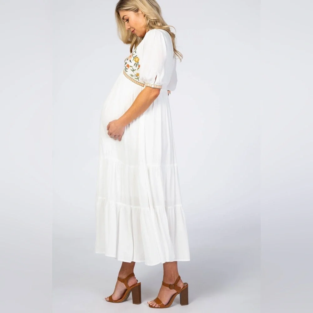 PinkBlush embroidered tiered midi dress nwot - Picture 2 of 10